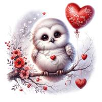Owl With Hearts Clipart - 12 High Quality PNGs, Memory Book, Junk Journals, Scrapbooks, Digital Plan