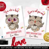 Editable Owl Valentine's Day Card Love is owl you need Kids Cards Classroom School Exchange Prin