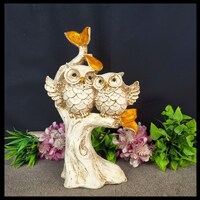 Hand-Painted Vintage Owl Pair – White Resin Figurines for Elegant Indian Home Décor