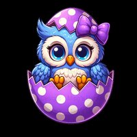 Cute Easter Owl Clipart, Digital Download, Purple Eggshell Cartoon Owl PNG, Commercial Use, Scrapboo