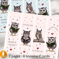 Digital 8 Owl Valentines Bookmark Cards, Owl Valentines, Owl Valentine Cards, Classroom Valentines, 