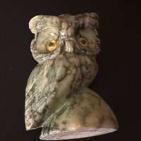 Vintage Alabaster Stone Owl, Made in Italy, Vintage Stone Owl, Stone Owl Figure, Lover Antiques and 