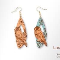 Owl earring laser cut file, earring DIGITAL DOWNLOAD FILE