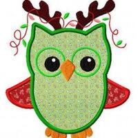 Christmas owl reindeer applique machine embroidery design