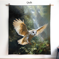 Flying Barn Owl Blanket Quilt or Wall Art, Barn Owl Art Decor, Gift for Owl Lovers, Owl Lovers Gift,