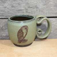 Handmade Green Ceramic Owl Mug