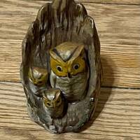 Ceramic Mother Owl and Two Babies