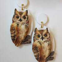 Owl Earrings Dangle Bird Earrings Handmade Polymer Clay Earrings Owl Gifts for Girlfriend Whimsical 