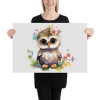 Owl Art Print on Matte Paper, Enchanting and Sturdy Poster, Ideal for Children's Room Decor, Tho