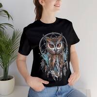 Owl Dreamcatcher Shirt | Mystic Owl Shirt | Cool Bird Apparel | Dreamy Owl Tee | Owl Tee | Unisex- M