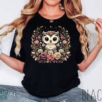 Floral Cottagecore Owl Shirt, Cute Owl Shirt, Nature Lover Shirt, Gardening Shirt, Flower Cottagecor