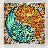 Two owls mandala 3D Mandala SVG files, Decoration Laser Cutting Plans, Cricut, Glowforge, DXF Templa