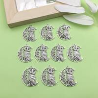 10/15/20pcs Alloy moon owl Charm DIY Pendant for Bracelet Earrings Necklace Jewelry Making Accessori