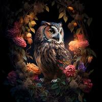 Owl - upholstery velvet panel - fabric for a pillowcase - different sizes