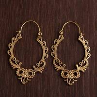 Brass Owl Earrings: Bohemian Filigree Jewelry