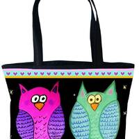 Whimsical Cute Owls Large Handbag by Salvador Kitti - Support Wildlife Conservation - Read How
