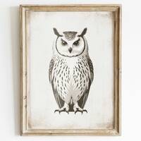 Owl Wall Art, Owl Nursery Decor, Vintage Owl Painting, Forest Animal Print, Bird Wall Decor, Owl Kid