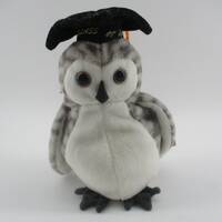 Wiser the 6" Wise Graduating Owl Class of 1999, Grey and White, retired, new.