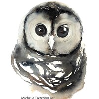 Spotted Owl - Watercolor Giclee, Owl Watercolor, Owl Print, Whimsical Owl Art, Owl Illustration, Woo
