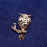 Avon Gold Owl Pin - Googly/Moving Eyes - Chain Tail Feathers