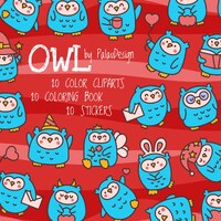Cute Outline Owl Halloween Clipart: Kawaii Characters & Coloring Sheets (Digital Download)