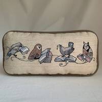 Embroidered Owl & Raven Pillow: Book Lover Gift