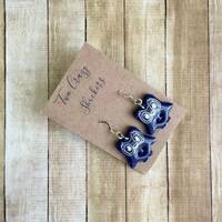 Owl Earrings - Blue Baby Owl Earrings - Resin And Sterling Silver Earrings- Gifts Under 20 - Gifts F