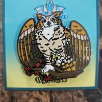 1.75" Great Horned Owl black plated "A Grade" Enamel Pin