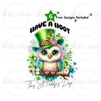 St Patricks Day Cute Owl PNG Sublimation and Print Design,  Have A Hoot Printable PNG Digital Downlo