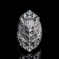 Sterling Silver Owl Ring: Mystical Bird Jewelry (36mm)