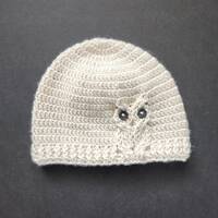 Cable Owl Hat - Cream Color