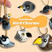 Bird Charms | handmade bird orb borb cute charms necklace one of a kind clay fidget worry stone kawa