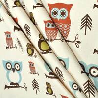 Premier Prints Hooty Village/Natural Canva Owl Fabric 54wide Fabric by the yard cotton decorator fab