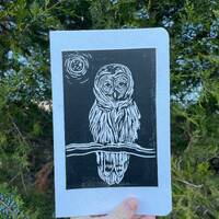 Handprinted Linoprint or Ecoprint Journals | Moonlit Owl, Fiddleheads, or Ecoprint | Artisan Sustain