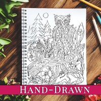 Odin Owl in the Woodland HAND-DRAWN Coloring Page for Adult - Enchanted Majestic Forest Adults &