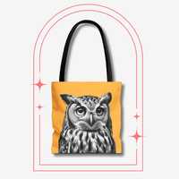 Owl Tote Bag, Owl Tote Bag, Red Bag, Nature Inspired Apparel, Nature Lover's Gift, Bird Lover