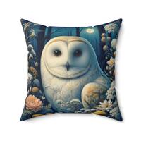 Barn Owl Pillow William Morris Inspired Night Owl Design Cushion Forest Owl Throw Pillow Rustic Home