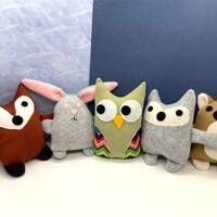 Mini Plushies Handmade Fox, Bunny, Owl, Wolf, Koala, Handmade Mini Plushies