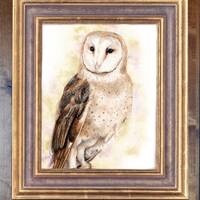 Barn Owl- Original Handpainted A4 Watercolour Portrait