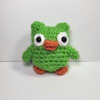 Green Owl Language Tutor Crocheted Doll