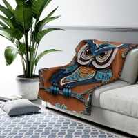 Owl Throw Sherpa Fleece Blanket, Gifts For Owl Lovers, Cool Gift