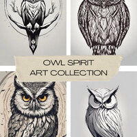 Owl Spirit Animal Downloadable Digital Art 5-Pack
