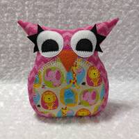 Owl Plush Toy. Owl Plush Pillow. Plushie. Home D&eacute;cor.  Pink Blue Yellow Orange. Jungle Animal