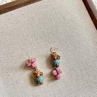 Carve Flower And Enamel Owl Hoop Earrings - 18k Gold Plated - Gift For Her - For Kids Women - Animal