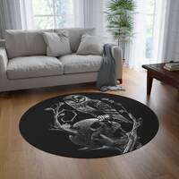 Skull and Owl Gothic Decorative Round Rug