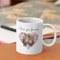 Owl Mug: I Love You Forever - 11 oz - cute owls, mother's day owl gift, Valentine's owl gift