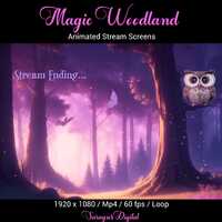 Twitch Scenes: Night Forest with Owl and Butterflies, Stream Screens Starting Soon, Animated Backgro