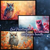 Cute Owl Animal Desktop Wallpaper, Cute Pet Owl Wallpaper, Valentines Day Gift, Animal Portrait Owls