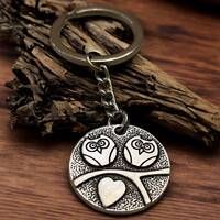 Love Owl Keyring. Couple's keyring, Cute Bird Key Holder, Animal Lover Gift, Romantic Heart Keyc
