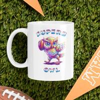 Superb Owl 11oz White Mug - Vibrant NFL American Football Fan Cup for Game Day Cheers! Gift for Supe
